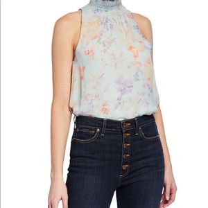 Alice Olive  Floral-Print Smocked Turtleneck Tank